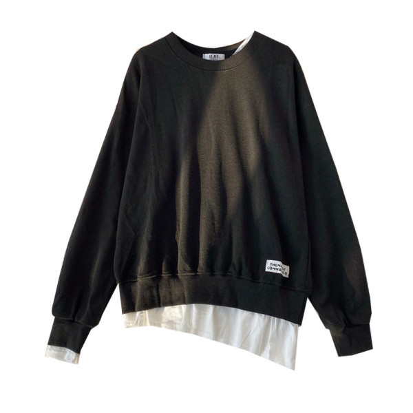 Μοντέρνο πουλόβερ  με ωοειδές λαιμόκοκκο και ασύμμετρο μοτίβο με μακρύ μανίκι