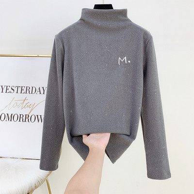 Modern női blúz félmagas gallérral, fényes hatással