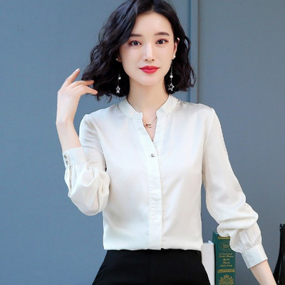 Női ing négy színben V-nyakú és hosszú ujjú