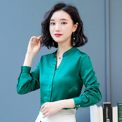 Női ing négy színben V-nyakú és hosszú ujjú