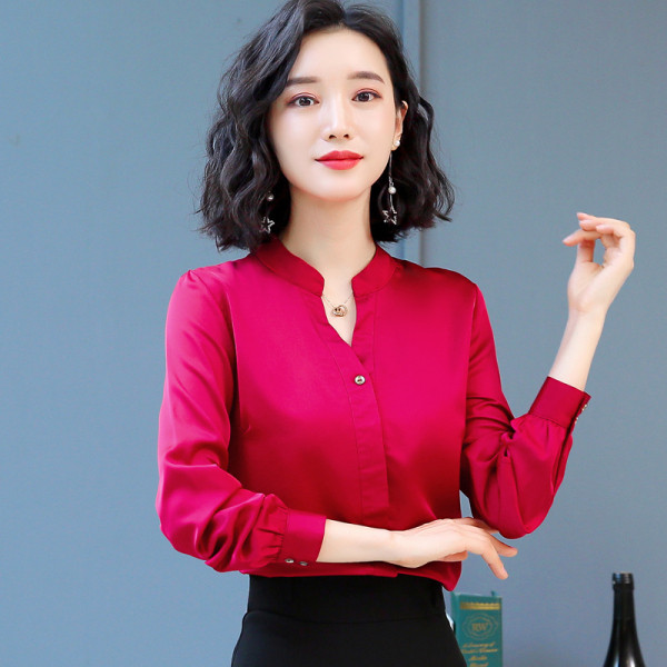 Női ing négy színben V-nyakú és hosszú ujjú