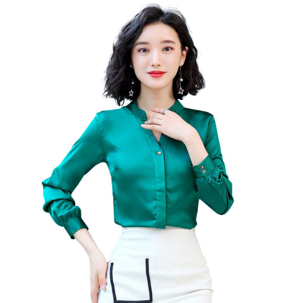 Női ing négy színben V-nyakú és hosszú ujjú