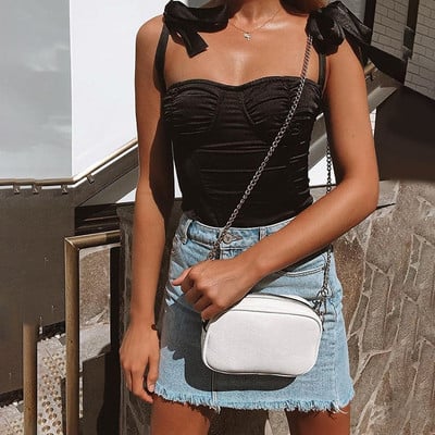 Modern női felső vékony pántokkal Karcsú modell fekete, piros és rózsaszín színekben