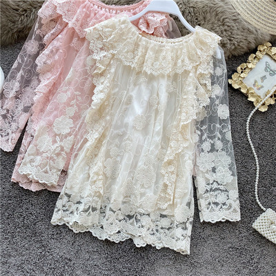 Stílusos női csipkeblúz csónakos nyakkivágással és hosszú ujjú, több színben