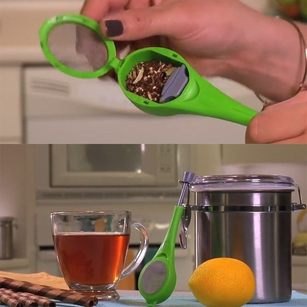 Иновативна филтърна лъжица от силиконов каучук за бързо и лесно приготвяне на чай в зелен цвят