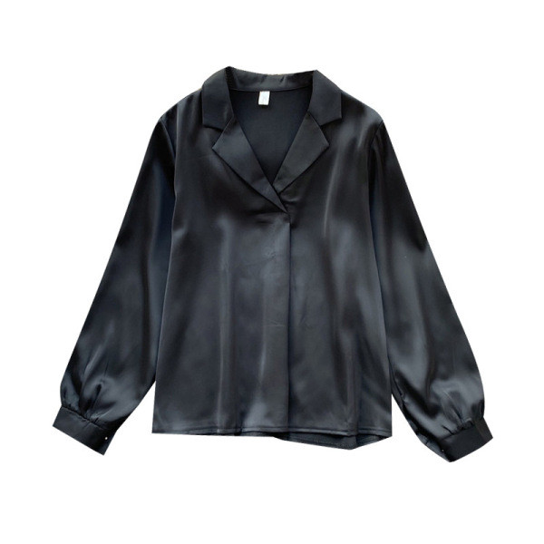 Női szatén ing spitz nyakkivágással és klasszikus gallérral, négy színben