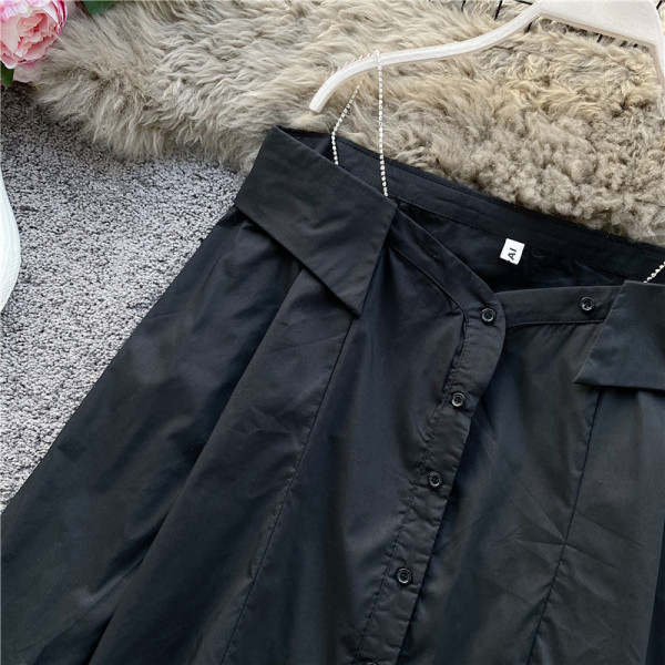 Modern női ing csupasz váll és hosszú ujjú fekete-fehér színben