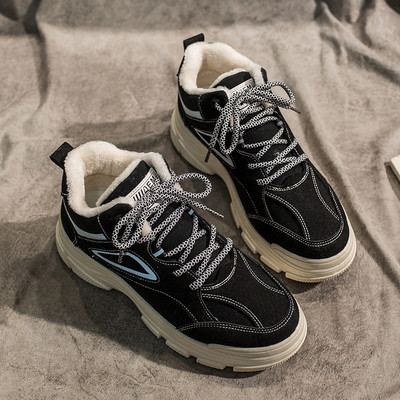 Νέο μοντέο γυναικεία αθλητικά χειμερινά παπούτσια με μαλακή επένδυση και κορδόνια σε τρία χρώματα