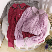 Modern női ing gombokkal és klasszikus gallérral, négy színben