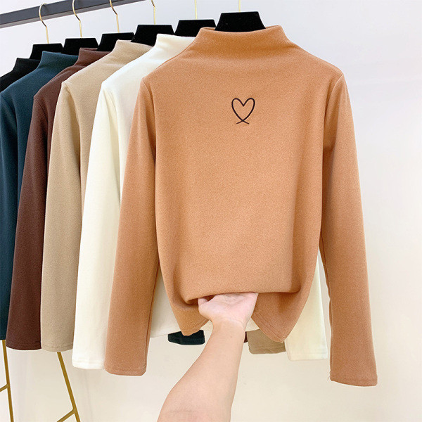 Modern női pulóver pólógallérral és hímzéssel