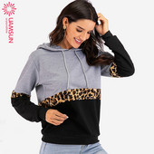 Casual Γυναικείο πουλόβερ με κουκούλα σε γκρι και λευκό χρώμα