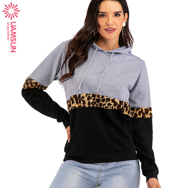 Casual Γυναικείο πουλόβερ με κουκούλα σε γκρι και λευκό χρώμα