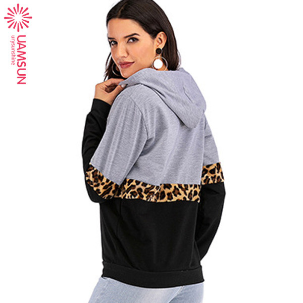 Casual Γυναικείο πουλόβερ με κουκούλα σε γκρι και λευκό χρώμα