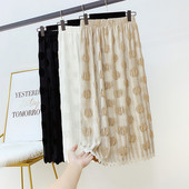 Női redőzött szoknya elasztikus derékkal, fehér, fekete és bézs színben