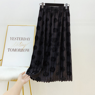 Női redőzött szoknya elasztikus derékkal, fehér, fekete és bézs színben