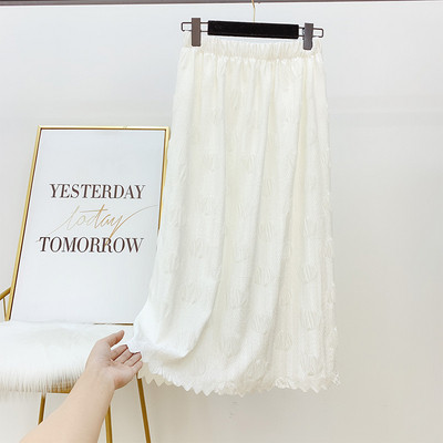 Női redőzött szoknya elasztikus derékkal, fehér, fekete és bézs színben