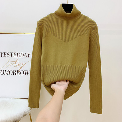 Pulover de dama cu guler inalt in negru, roz, verde si alb