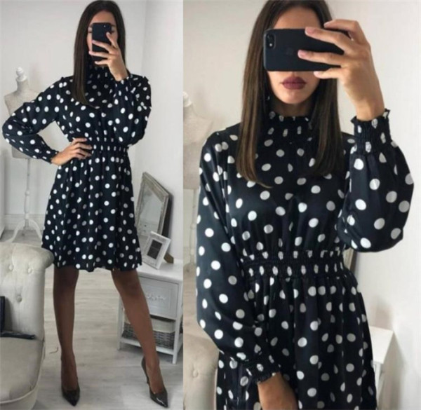 Κομψό γυναικείο φόρεμα με ελαστική μέση - πολλαπλά χρώματα