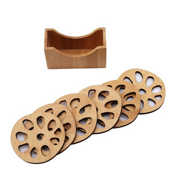 Комплект от шест броя бамбукови подложки за чаши в кръгла форма - два модела 