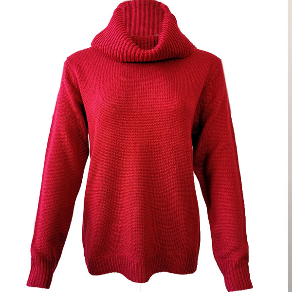 Μοντέρνο γυναικείο πουλόβερ με υψηλό κολάρο, κατάλληλο για χειμώνα σε τέσσερα χρώματα