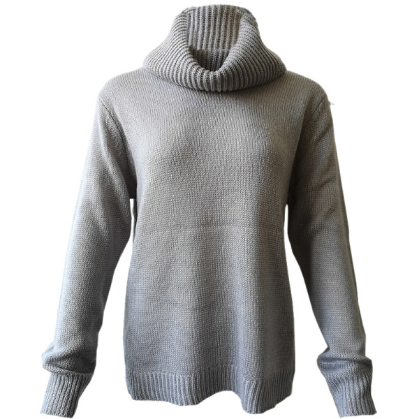 Μοντέρνο γυναικείο πουλόβερ με υψηλό κολάρο, κατάλληλο για χειμώνα σε τέσσερα χρώματα