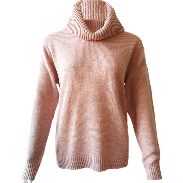 Μοντέρνο γυναικείο πουλόβερ με υψηλό κολάρο, κατάλληλο για χειμώνα σε τέσσερα χρώματα