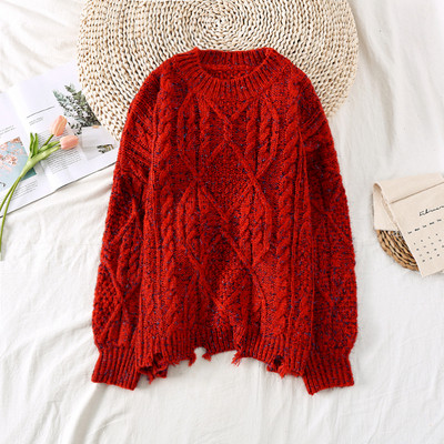 Új modell női pulóver szakadt motívummal, ovális nyakkivágással