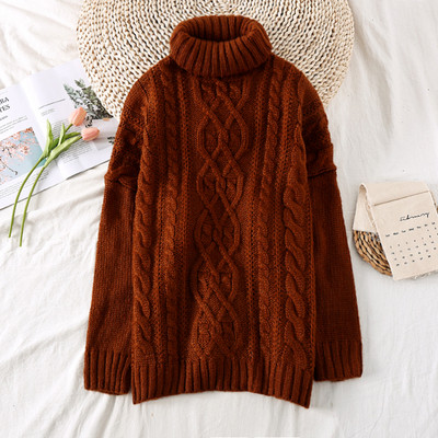Női alkalmi pulóver magas gallérral és hosszú ujjal, különböző színekben