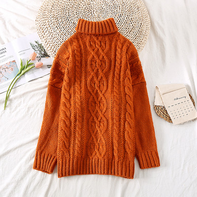 Női alkalmi pulóver magas gallérral és hosszú ujjal, különböző színekben