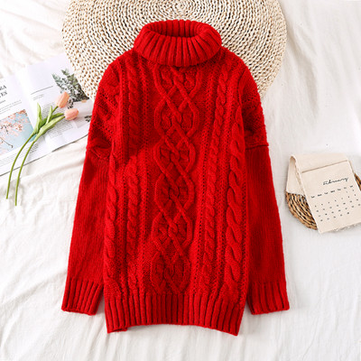 Női alkalmi pulóver magas gallérral és hosszú ujjal, különböző színekben