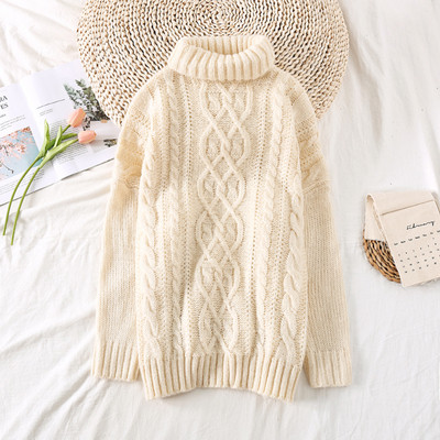 Női alkalmi pulóver magas gallérral és hosszú ujjal, különböző színekben