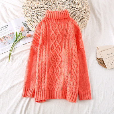 Női alkalmi pulóver magas gallérral és hosszú ujjal, különböző színekben