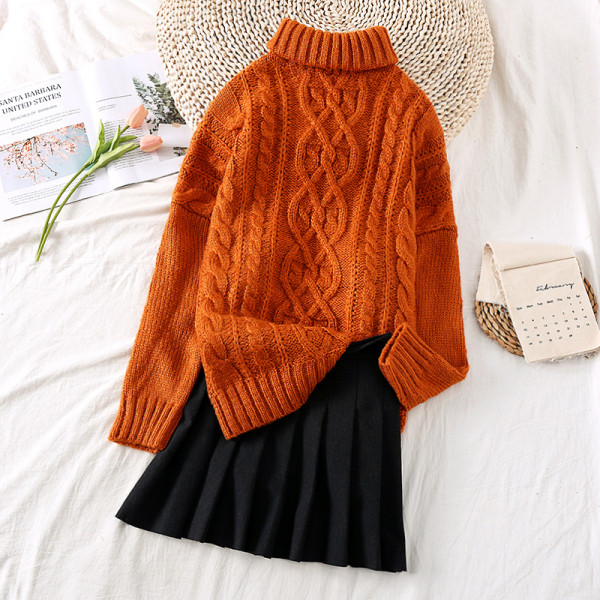 Női alkalmi pulóver magas gallérral és hosszú ujjal, különböző színekben