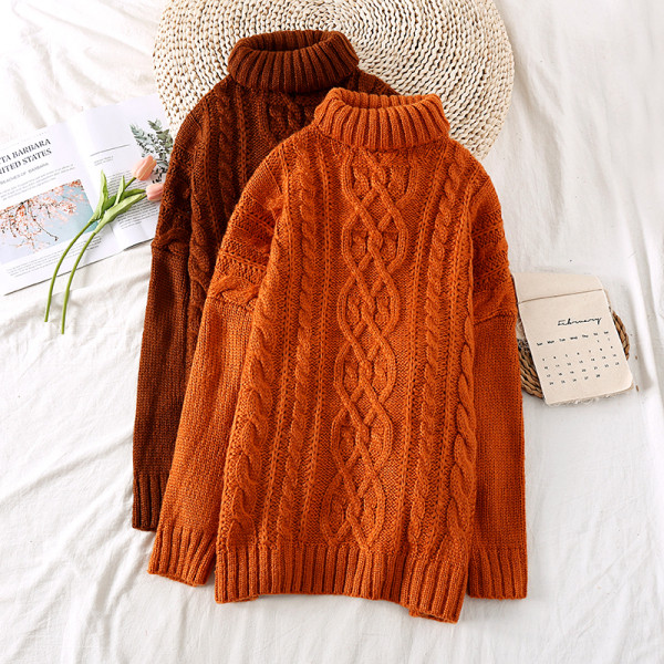 Μοντέρνο γυναικείο πουλόβερ με υψηλό κολάρο σε διάφορα χρώματα σε διάφορα χρώματα