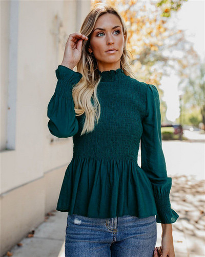 Γυναικεία μπλούζα με λαστικό  στα μανίκια - πολλά χρώματα