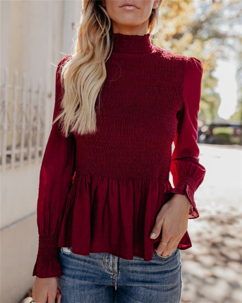 Γυναικεία μπλούζα με λαστικό  στα μανίκια - πολλά χρώματα