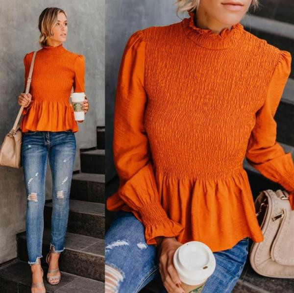 Γυναικεία μπλούζα με λαστικό  στα μανίκια - πολλά χρώματα