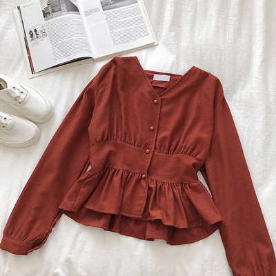 Μοντέρνο γυναικείο πουκάμισο με μακριά μανίκια σε πέντε χρώματα