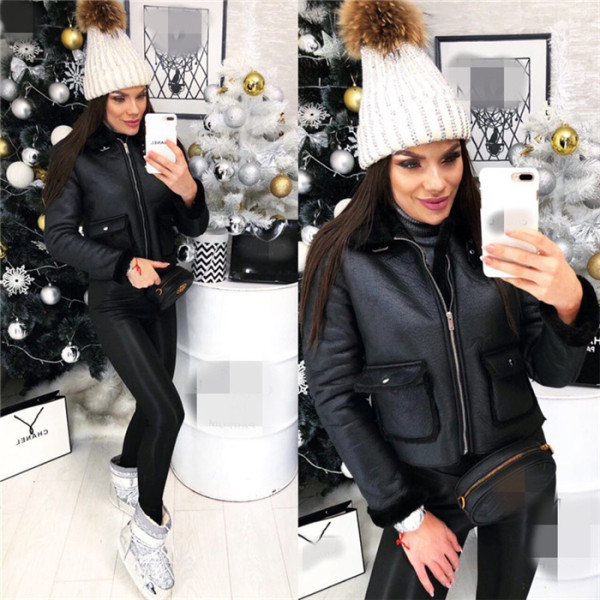 ÚJ Női őszi-téli kabát puha béléssel és fekete zsebekkel