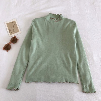 Női blúz magas gallérral, fürtökkel és puha béléssel, különböző színekben