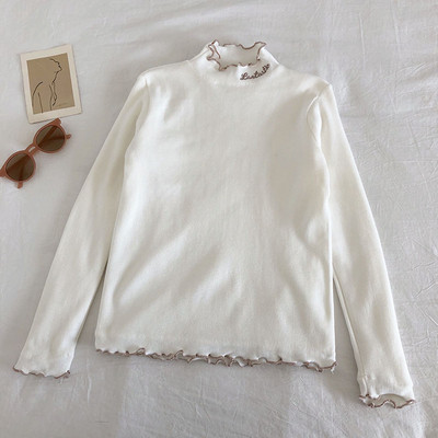 Női blúz magas gallérral, fürtökkel és puha béléssel, különböző színekben