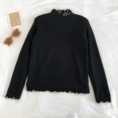 Női blúz magas gallérral, fürtökkel és puha béléssel, különböző színekben