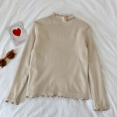 Női blúz magas gallérral, fürtökkel és puha béléssel, különböző színekben