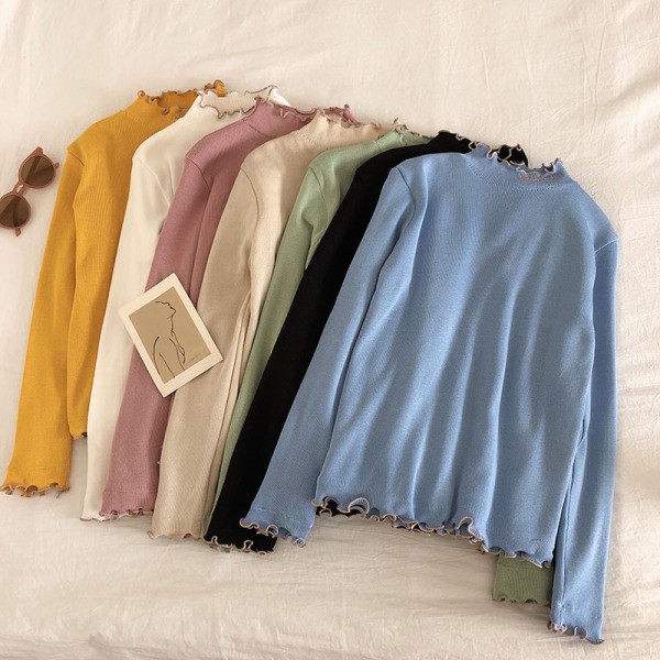 Női blúz magas gallérral, fürtökkel és puha béléssel, különböző színekben