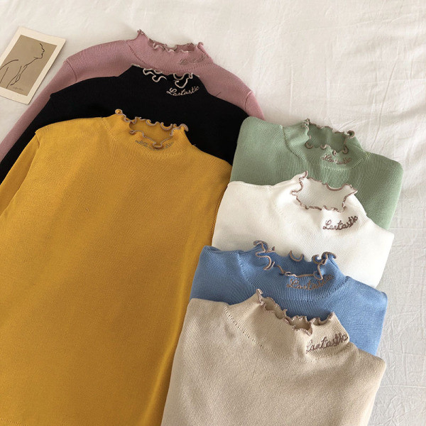 Női blúz magas gallérral, fürtökkel és puha béléssel, különböző színekben