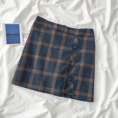 Μοντέρνα γυανικεία φούστα με  κουμπί σε ρετρό στυλ και υψηλή μέση