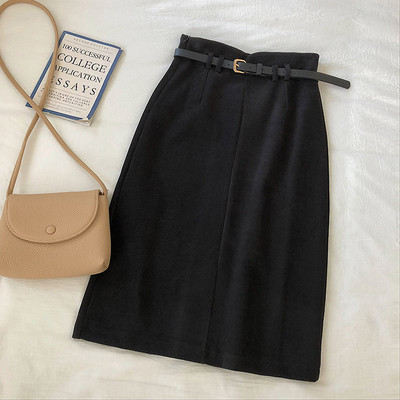 Modern női téli szoknya magas derékkal és övvel három színben