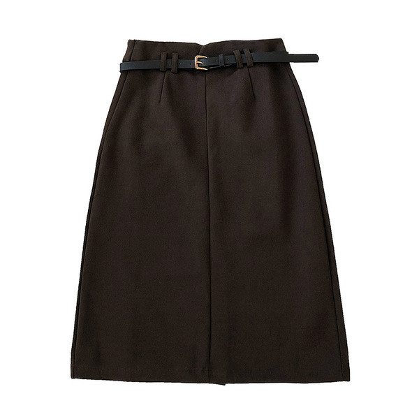 Modern női téli szoknya magas derékkal és övvel három színben