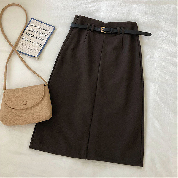 Modern női téli szoknya magas derékkal és övvel három színben