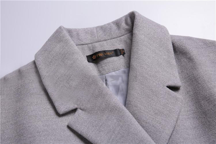 Елегантно дамско дълго палто с копчета подходящо за есента и зимата в сив цвят 